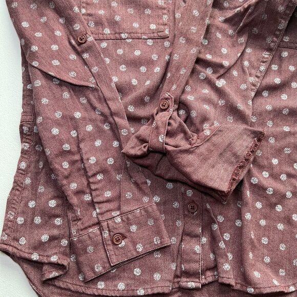 COLUMBIA Womens Polka Dotted Preppy Casual Button Down Roll Tab Sleeve Size M - Picture 7 of 8